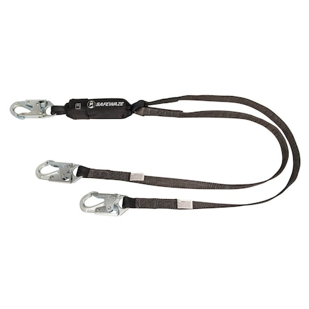 Safewaze Energy Absorbing Lanyard, 6 ft. Length, 2 Leg(s), 400 lb Weight Capacity FS88661-HW